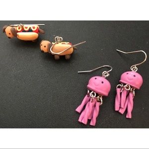 Hot Dog and Octopus Clay Earrings